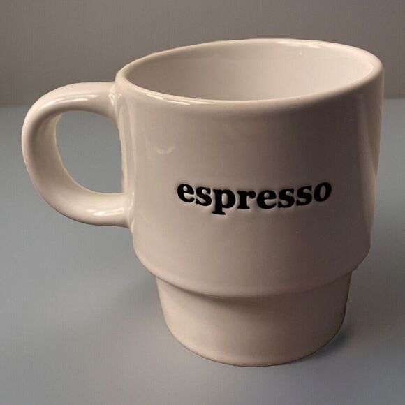 espresso Mug Typewriter Font Handle White Coffee Break 1 Cup - Picture 1 of 4